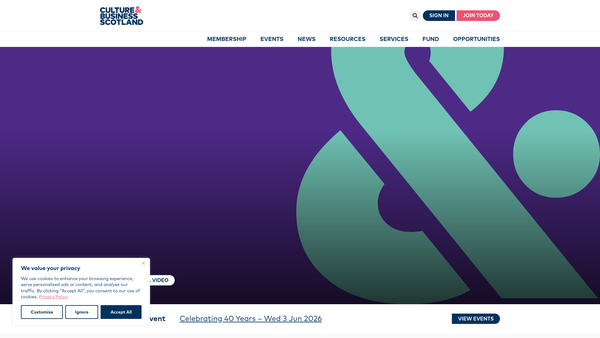 Screenshot of the Culture & Business Scotland website