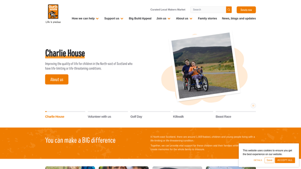 Screenshot of the Charlie House Trust website