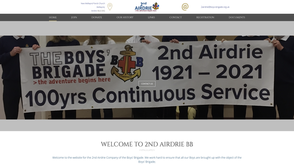 Screenshot of the 2nd Airdrie Boys Brigade Co website