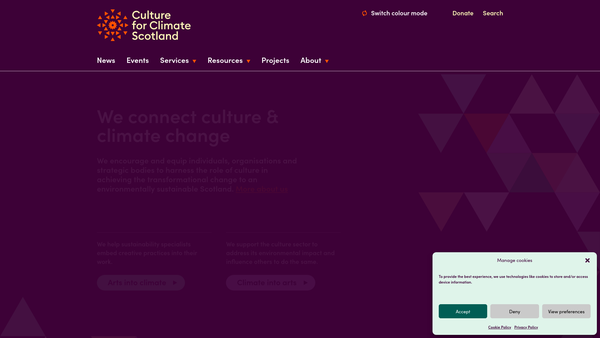 Screenshot of the Culture for Climate Scotland website