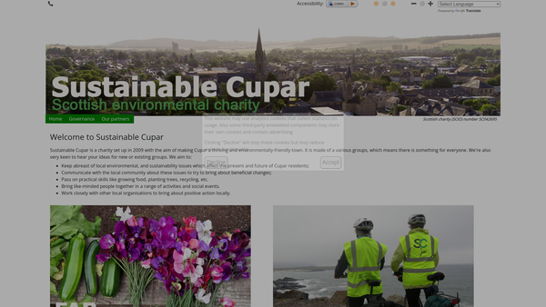 Screenshot of the Sustainable Cupar (SCIO) website