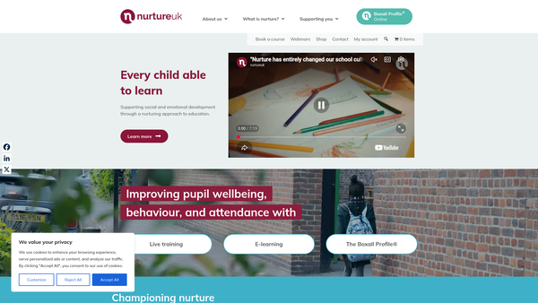 Screenshot of the The Nurture Group Network Ltd website