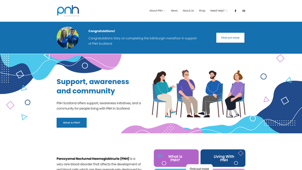 Screenshot of the PNH Scotland website