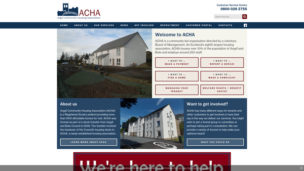 Screenshot of the Argyll Community Housing Association website