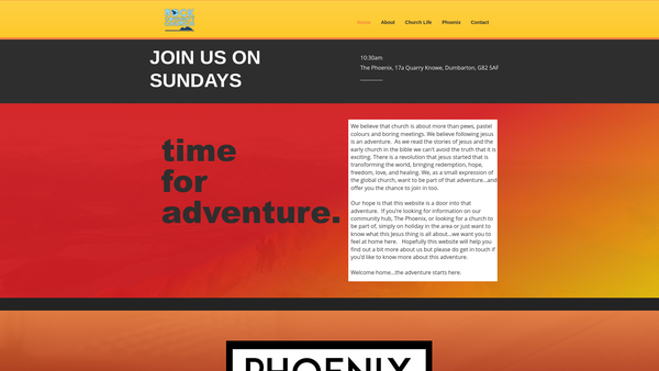 Screenshot of the Rock Community Church Dumbarton website