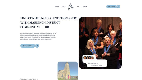 Screenshot of the Markinch District Community Choir website