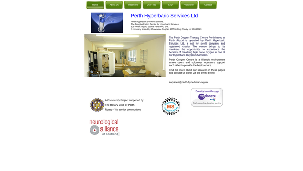 Screenshot of the Perth Hyperbaric Services website