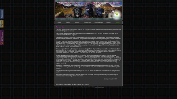 Screenshot of the Labrador Retriever Rescue Scotland SCIO website