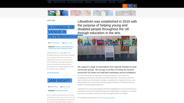 Screenshot of the Life with Art website