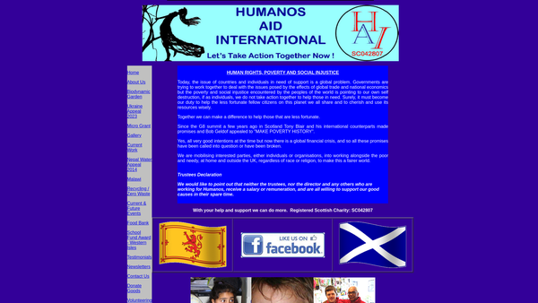 Screenshot of the Humanos Aid International website