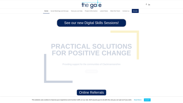 Screenshot of the The Gate Charity website