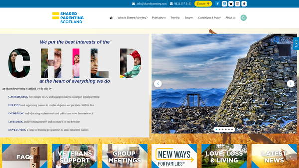 Screenshot of the Shared Parenting Scotland website