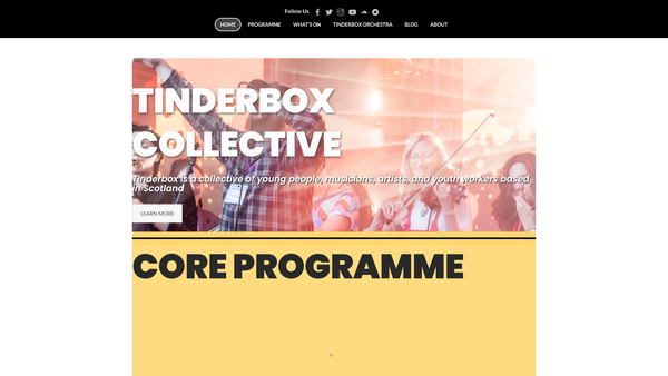 Screenshot of the Tinderbox Project website
