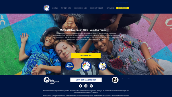 Screenshot of the Mision Mexico UK website