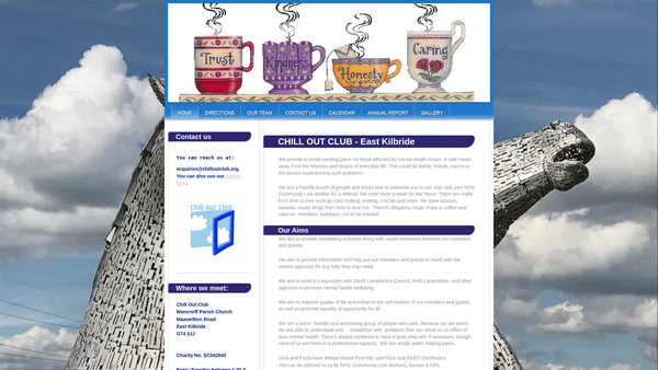 Screenshot of the Chill Out Club website