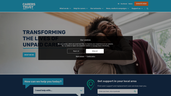 Screenshot of the Carers Trust website