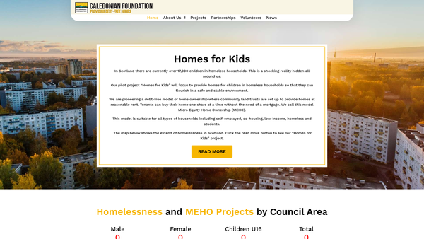Screenshot of the Caledonian Foundation website