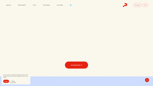 Screenshot of the Alpha International website