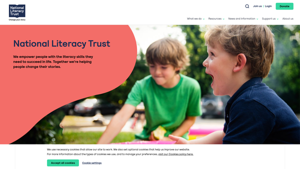 Screenshot of the National Literacy Trust website