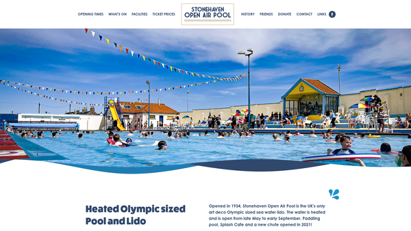 Screenshot of the Friends of Stonehaven Open Air Swimming Pool website