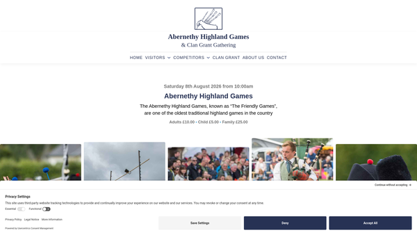 Screenshot of the Abernethy Highland Games Association website