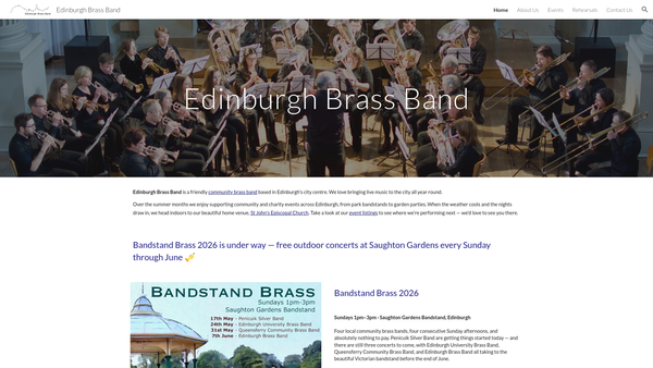 Screenshot of the Edinburgh Brass Band website