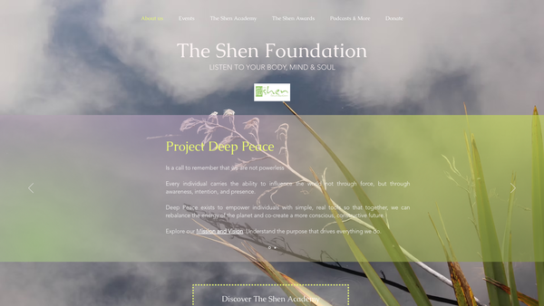 Screenshot of the The Shen Foundation website