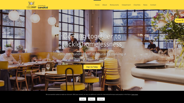 Screenshot of the Streetsmart- Action For The Homeless website