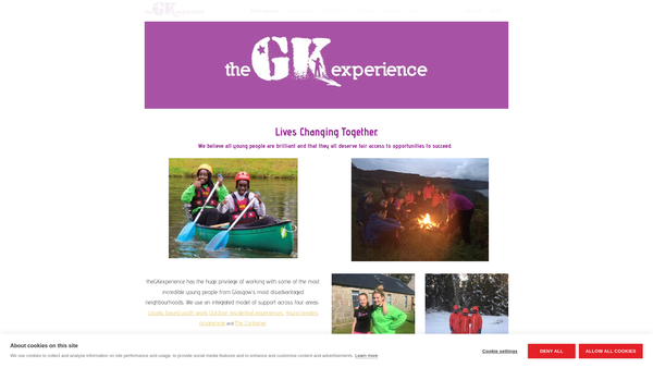 Screenshot of the theGKexperience SCIO website