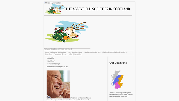 Screenshot of the Abbeyfield Societies in Scotland Ltd website