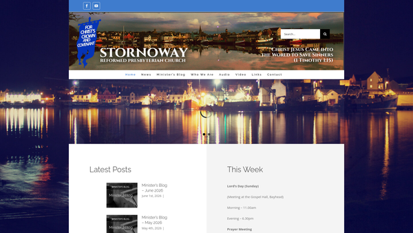 Screenshot of the Stornoway Reformed Presbyterian Church of Scotland website