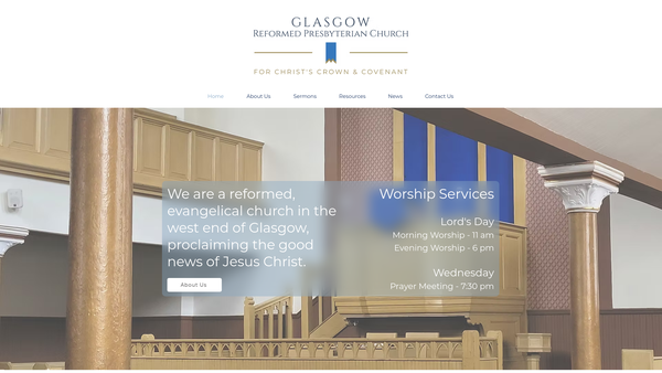 Screenshot of the Glasgow Reformed Presbyterian Church of Scotland website