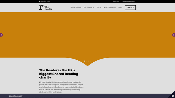 Screenshot of the The Reader Organisation website