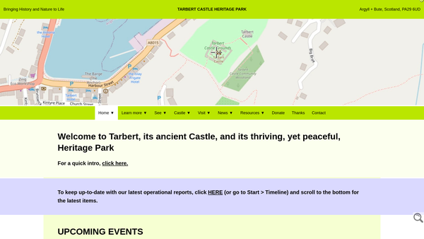 Screenshot of the Tarbert Castle Trust website