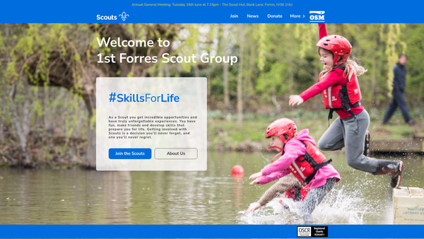 Screenshot of the 1st Forres Scout Group website