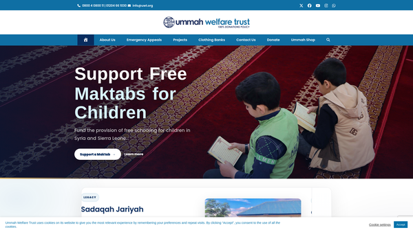 Screenshot of the Amanat Charity Trust website