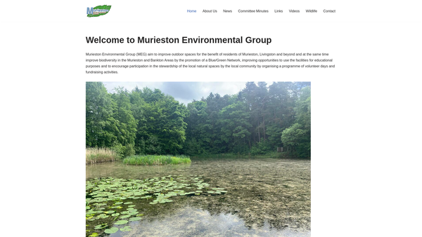Screenshot of the Murieston Environmental Group (MEG) website