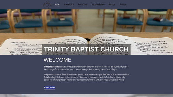Screenshot of the Trinity Baptist Church Dundee website