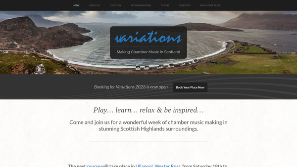 Screenshot of the Variations website