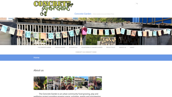 Screenshot of the Concrete Garden website