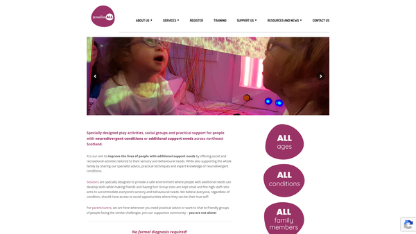 Screenshot of the SensationALL website