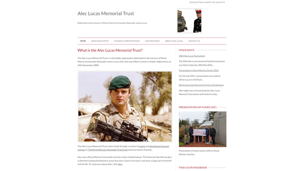 Screenshot of the The Alec Lucas Memorial Fund website