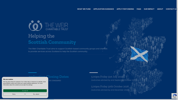 Screenshot of the The Weir Charitable Trust website