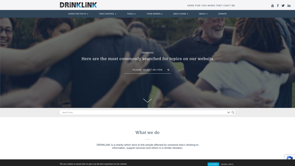 Screenshot of the Drink Link SCIO website