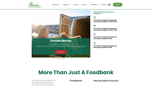 Screenshot of the Edinburgh Food Project website