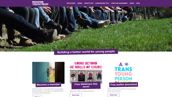 Screenshot of the Frontier Youth Trust website