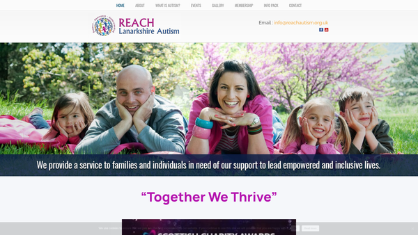 Screenshot of the REACH Lanarkshire Autism website