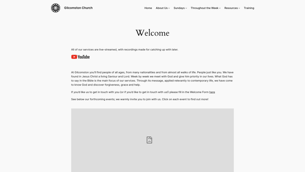Screenshot of the Gilcomston Church website