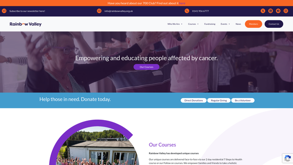 Screenshot of the Rainbow Valley website