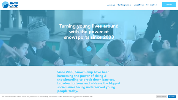 Screenshot of the Snow Camp website